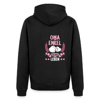 Oma Enkel Freunde fürs Leben Omi Oma - Unisex Premium Bio Zip Hoodie - Schwarz - Hinten - Nico (187cm)