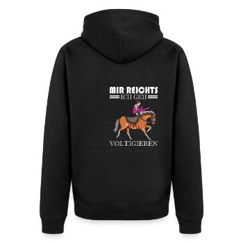 Voltigieren Volti Voltigier Pferde Pferdemädchen - Unisex Premium Bio Zip Hoodie - Schwarz - Hinten - Nico (187cm)