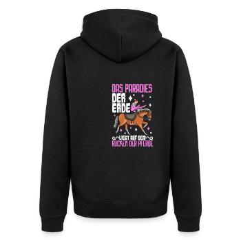 Voltigieren - Unisex Premium Bio Zip Hoodie - Schwarz - Hinten - Nico (187cm)