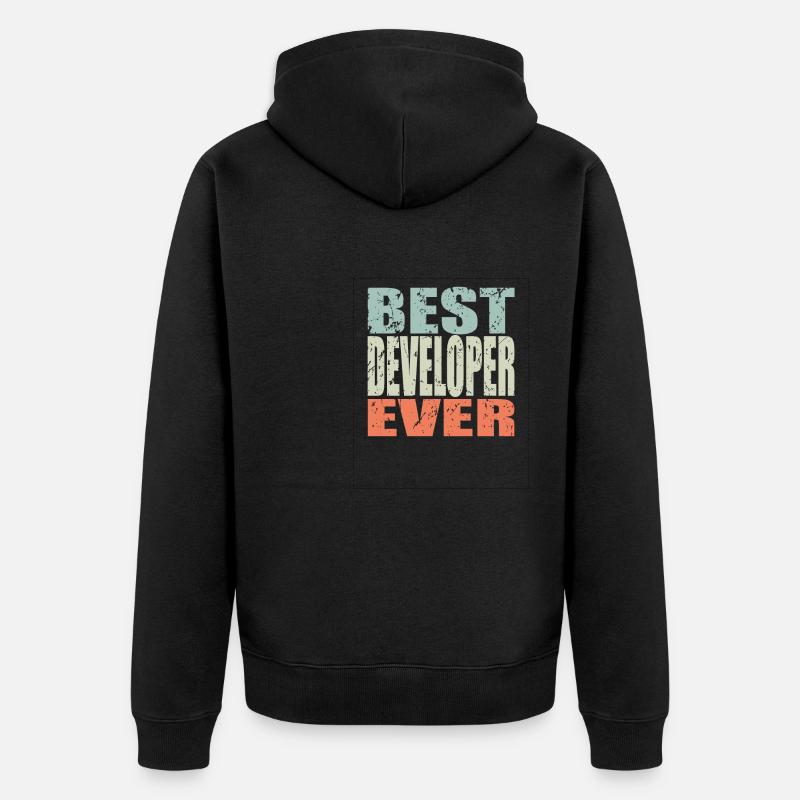 Best Developer ever Developer Gift - Unisex Premium Organic Zip Hoodie - black