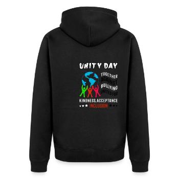 Against Bullying Kindness Awareness Unity Day - Unisex Premium Bio Zip Hoodie - Schwarz - Hinten - Nico (187cm)
