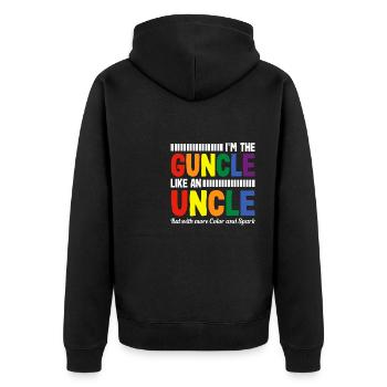 Funny Guncle-homosexual - Unisex Premium Organic Zip Hoodie - black - Back - Nico (187cm)