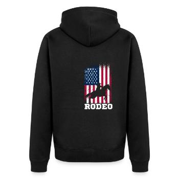 Cowboy Rodeo Western Bull Rider Bucking Riding - Unisex Premium Bio Zip Hoodie - Schwarz - Hinten - Nico (187cm)