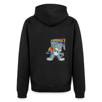Rabbit I LGBTQ Flag I Rainbow Flag I Gay Pride - Unisex Premium Bio Zip Hoodie - Schwarz - Hinten - Nico (187cm)