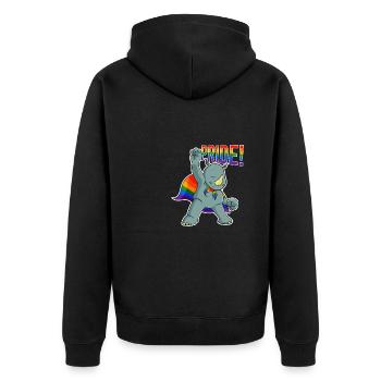 Rhino I LGBTQ Flag I Rainbow Flag I Gay Pride - Unisex Premium Bio Zip Hoodie - Schwarz - Hinten - Nico (187cm)