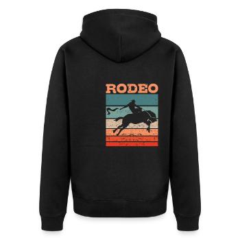 Cowboy Rodeo Western Bull Rider Bucking Riding - Unisex Premium Organic Zip Hoodie - black - Back - Nico (187cm)