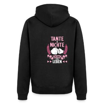 Tante und Nichte Freunde fürs Leben - Unisex Premium Bio Zip Hoodie - Schwarz - Hinten - Nico (187cm)