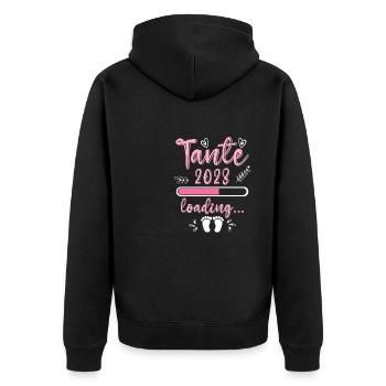 Tante 2023 loading Nichte Neffe Baby Tanten - Unisex Premium Bio Zip Hoodie - Schwarz - Hinten - Nico (187cm)
