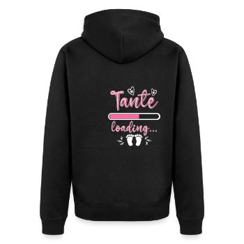 Tante 2023 loading Nichte Neffe Baby Tanten - Unisex Premium Bio Zip Hoodie - Schwarz - Hinten - Nico (187cm)