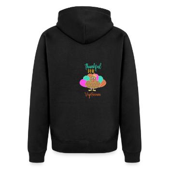 Dankbar Für Vegetarier, Vegan Live Lebensstil - Unisex Premium Bio Zip Hoodie - Schwarz - Hinten - Nico (187cm)
