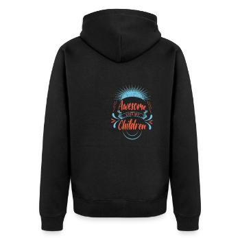 Genial Wie Meine Kinder Zitieren Kindergeschenk - Unisex Premium Bio Zip Hoodie - Schwarz - Hinten - Nico (187cm)