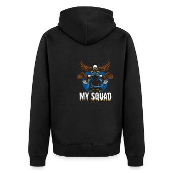 Raubvogel lustige Falkner Spruch Jagd design - Unisex Premium Bio Zip Hoodie - Schwarz - Hinten - Nico (187cm)