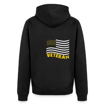 Erfahrener Soldat Patriot American Flag USA - Unisex Premium Bio Zip Hoodie - Schwarz - Hinten - Nico (187cm)