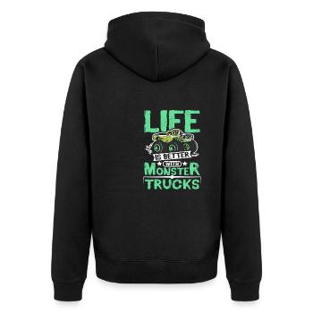 La vie est meilleure avec les camions Monster - Veste à capuche bio Premium Unisexe - noir - Dos - Nico (187cm)
