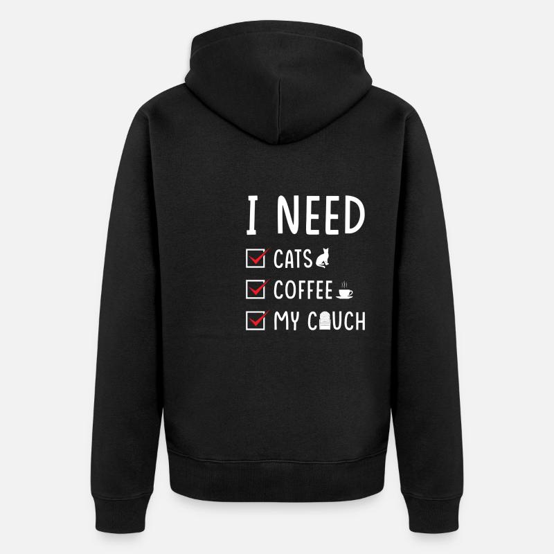katzen Kaffee Couch - Unisex Premium Bio Zip Hoodie - Schwarz