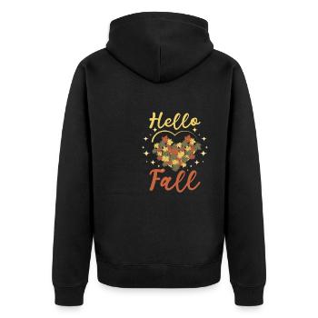 Love autumn hello fall - Unisex Premium Bio Zip Hoodie - Schwarz - Hinten - Nico (187cm)