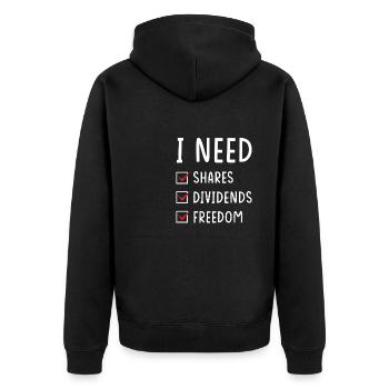 Shares Dividends Freedom - Unisex Premium Organic Zip Hoodie - black - Back - Nico (187cm)