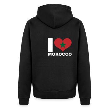 J’aime le Maroc coeur drapeau Maroc - Veste à capuche bio Premium Unisexe - noir - Dos - Nico (187cm)