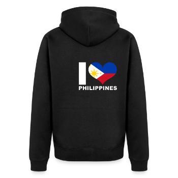 Ich liebe Philippinen Herz Flagge Philippinen - Unisex Premium Bio Zip Hoodie - Schwarz - Hinten - Nico (187cm)