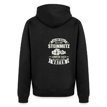 Steinmetz - Unisex Premium Bio Zip Hoodie - Schwarz - Hinten - Nico (187cm)