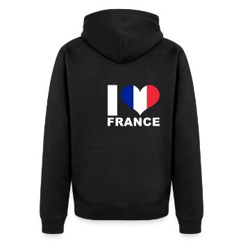 J’aime la France drapeau du cœur France - Veste à capuche bio Premium Unisexe - noir - Dos - Nico (187cm)