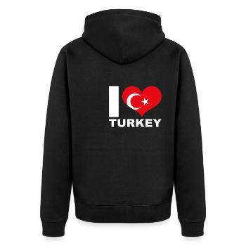 J’aime la Turquie drapeau du cœur Turquie - Veste à capuche bio Premium Unisexe - noir - Dos - Nico (187cm)