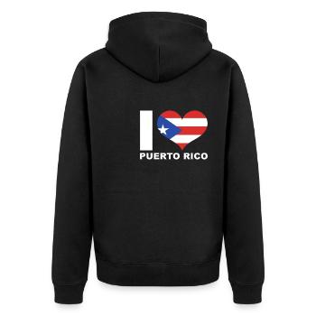 J’adore porto rico drapeau du cœur Porto Rico - Veste à capuche bio Premium Unisexe - noir - Dos - Nico (187cm)