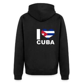 I love Cuba heart flag Cuba - Unisex Premium Organic Zip Hoodie - black - Back - Nico (187cm)
