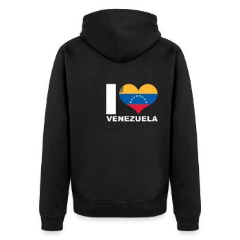Ich liebe Venezuela Herz Flagge Venezuela - Unisex Premium Bio Zip Hoodie - Schwarz - Hinten - Nico (187cm)