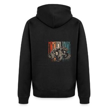 Camions Monster vintage rétro - Veste à capuche bio Premium Unisexe - noir - Dos - Nico (187cm)