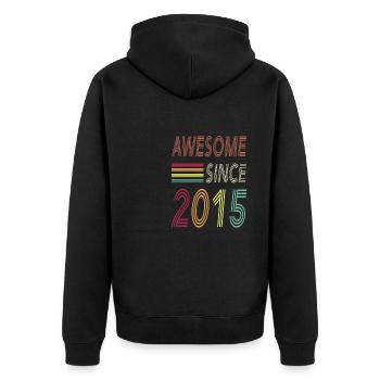 Awesome since 2015 - Unisex Premium Bio Zip Hoodie - Schwarz - Hinten - Nico (187cm)