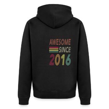 Awesome since 2016 - Unisex Premium Bio Zip Hoodie - Schwarz - Hinten - Nico (187cm)
