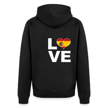 Ich liebe Spanien Herz Flagge Spanien - Unisex Premium Bio Zip Hoodie - Schwarz - Hinten - Nico (187cm)
