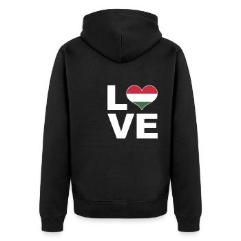 I love Hungary Heart Flag Hungary - Unisex Premium Organic Zip Hoodie - black - Back - Nico (187cm)