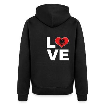 J’aime l’Albanie drapeau du cœur Albanie - Veste à capuche bio Premium Unisexe - noir - Dos - Nico (187cm)