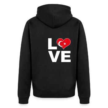 J’aime la Turquie drapeau du cœur Turquie - Veste à capuche bio Premium Unisexe - noir - Dos - Nico (187cm)