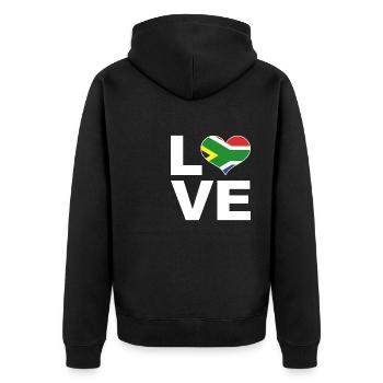 J’aime l’Afrique du Sud drapeau du cœur Afrique du Sud - Veste à capuche bio Premium Unisexe - noir - Dos - Nico (187cm)