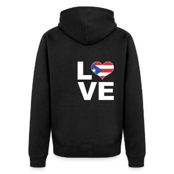 J’adore porto rico drapeau du cœur Porto Rico - Veste à capuche bio Premium Unisexe - noir - Dos - Nico (187cm)