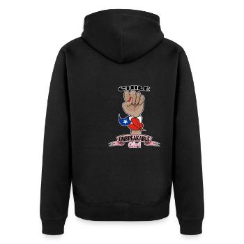 Chile Girl Unbreakable I Chile Heritage I Chile - Unisex Premium Bio Zip Hoodie - Schwarz - Hinten - Nico (187cm)