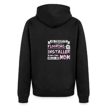 My favorite flooring installer calls me mom - Unisex Premium Bio Zip Hoodie - Schwarz - Hinten - Nico (187cm)