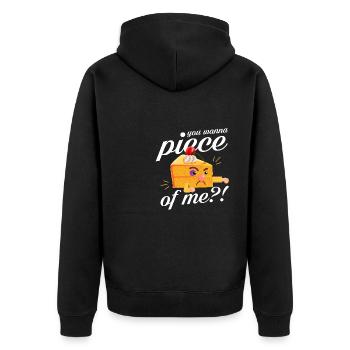 you wanna piece of me Design for a baking - Unisex Premium Bio Zip Hoodie - Schwarz - Hinten - Nico (187cm)