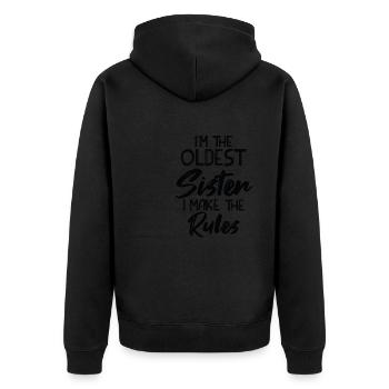 I am the oldest sister. I do the - Unisex Premium Organic Zip Hoodie - black - Back - Nico (187cm)