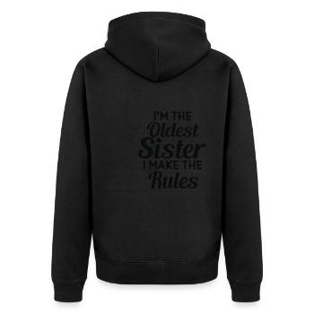 Je suis la sœur aînée. Je fais le - Veste à capuche bio Premium Unisexe - noir - Dos - Nico (187cm)
