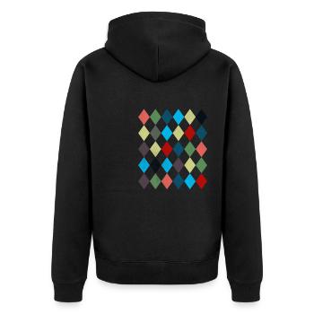 Rhombus Weißes Rotes Kostüm Halloween Anzug - Unisex Premium Bio Zip Hoodie - Schwarz - Hinten - Nico (187cm)