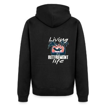 Living the retirement life, pensioner in hammock - Unisex Premium Organic Zip Hoodie - black - Back - Nico (187cm)