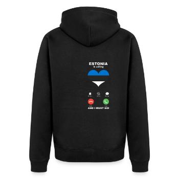 Estonia is calling Estonia Heart Souvenir - Unisex Premium Organic Zip Hoodie - black - Back - Nico (187cm)