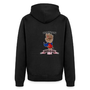 Haitian Girl Unbreakable I Haitian Heritage I - Unisex Premium Organic Zip Hoodie - black - Back - Nico (187cm)