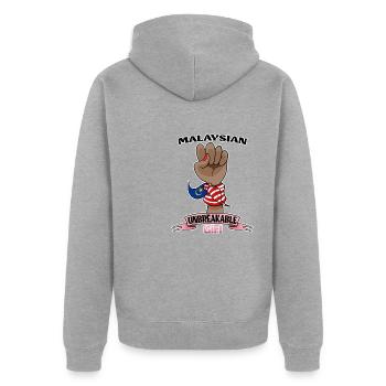 Fille malaisienne Incassable Héritage malaisien - Veste à capuche bio Premium Unisexe - gris chiné - Dos - Nico (187cm)