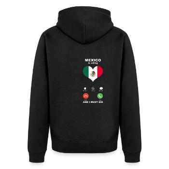 Mexiko is calling Mexiko Herz Souvenir - Unisex Premium Bio Zip Hoodie - Schwarz - Hinten - Nico (187cm)