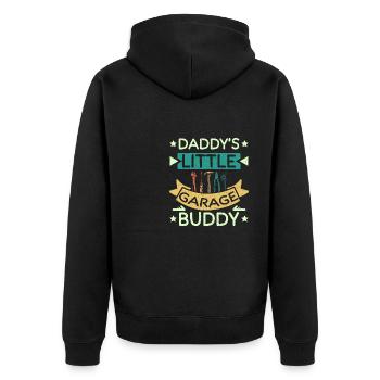 Daddy's little garage buddy - Unisex Premium Bio Zip Hoodie - Schwarz - Hinten - Nico (187cm)